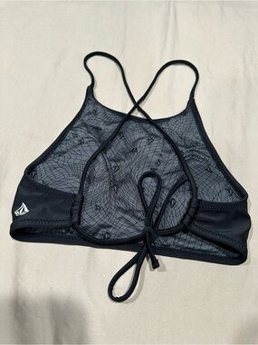 Volcom Black Mesh High-Neck Strappy Bralette